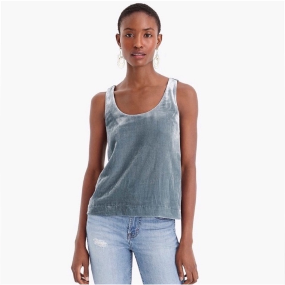J. Crew Crushed Velvet Tank Top blue/grey 6